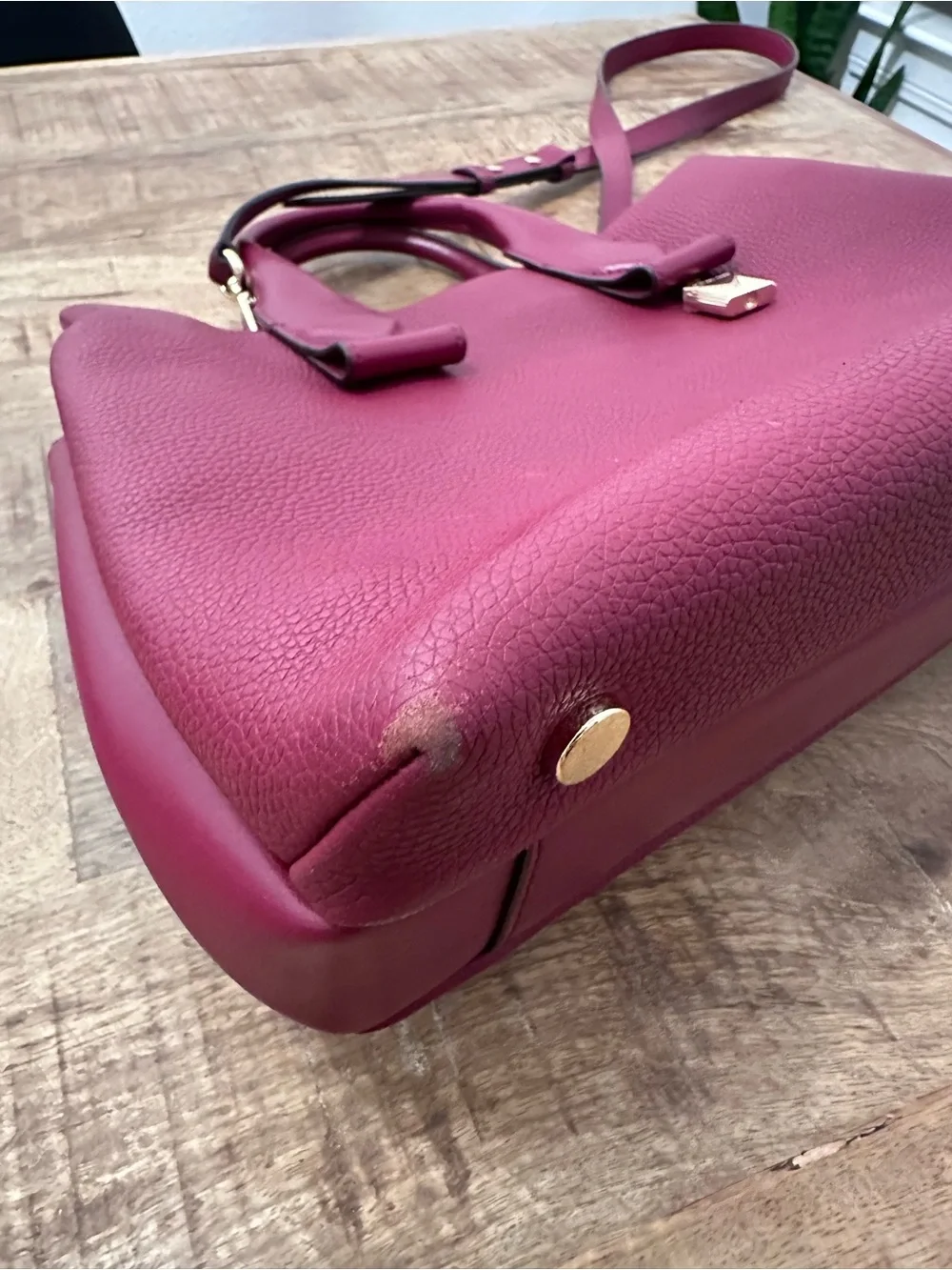 Michael Kors Burgundy Pebbled Leather Satchel Crossbody Tote Bag Gold‎ Hardware